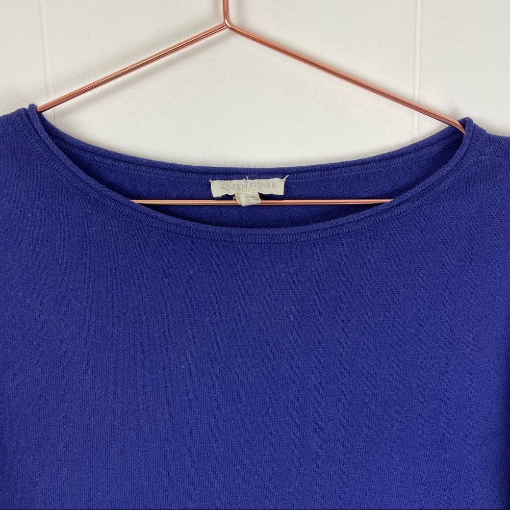 Eileen Fisher Long Sleeve Boatneck Cropped Sweater - Picture 2 of 8